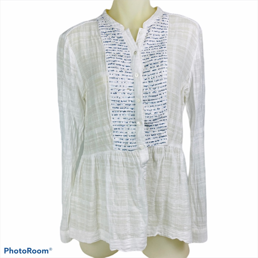 Maeve White Gauze Tunic Size 8 Sheer top